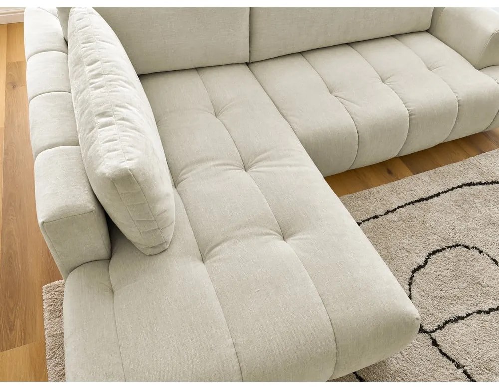 Béžová rozkladacia/s úložným priestorom rohová pohovka (ľavý roh/do L) Fuji – Bobochic Paris