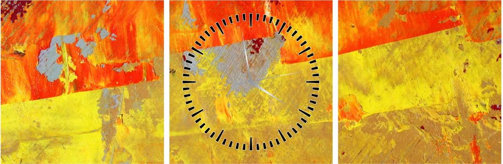 Obraz abstrakcie - maľba (s hodinami) (90x30 cm)
