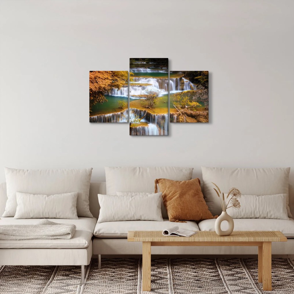Obraz - Vodopády Huay Mae Khamin, Thajsko (90x60 cm)