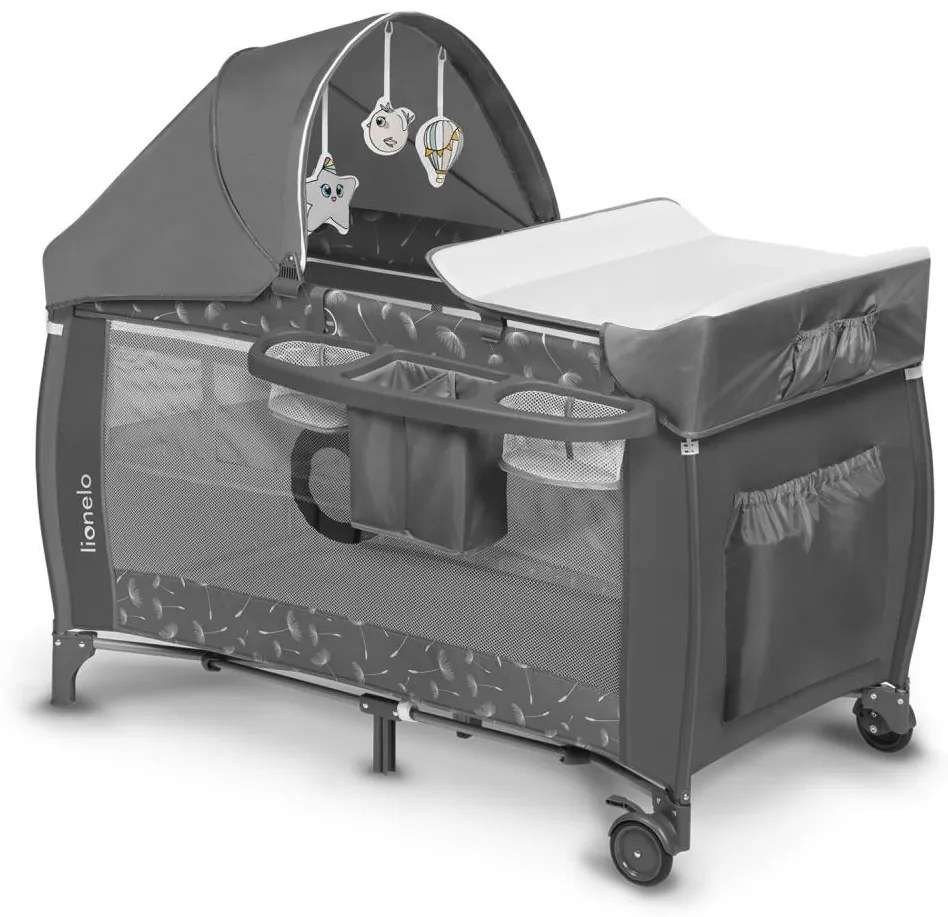 Lionelo - Cestovná postieľka SVEN PLUS šedá