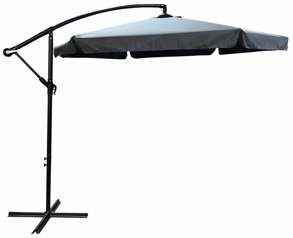 Záhradný slnečník CYNIA s bočnou nohou 300 cm tmavošedý