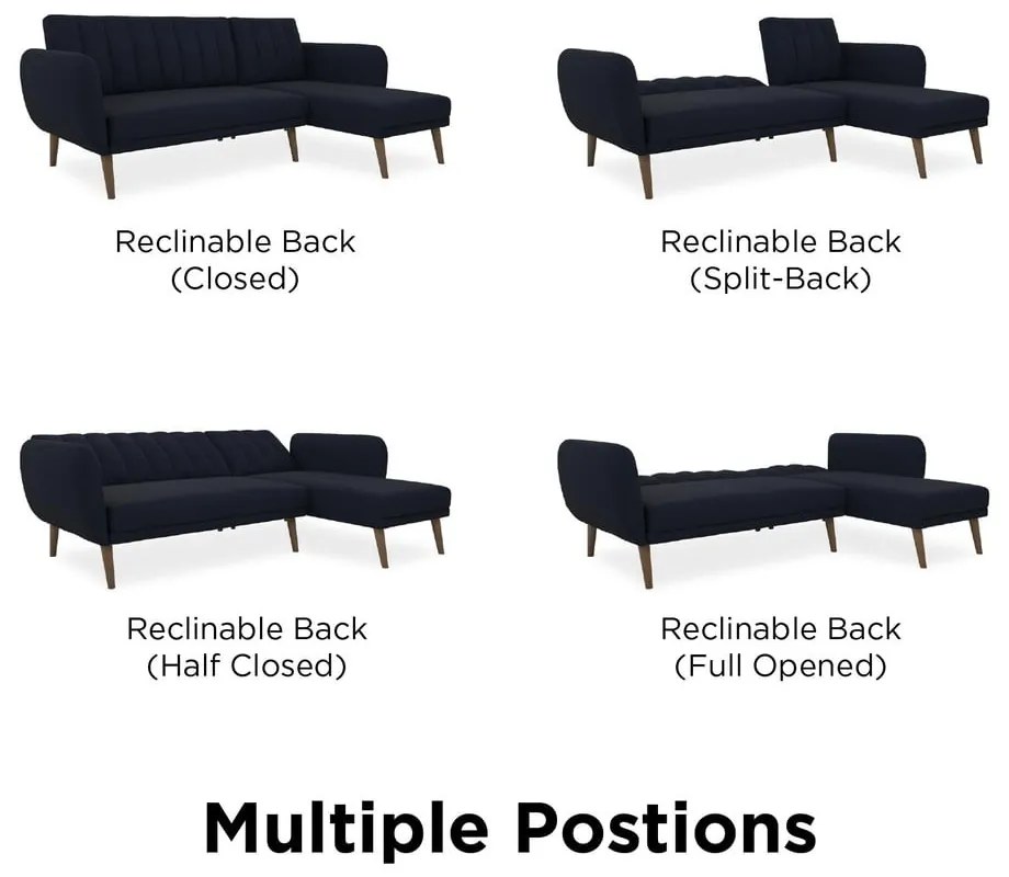 Tmavomodrá rozkladacia rohová pohovka Brittany - Novogratz