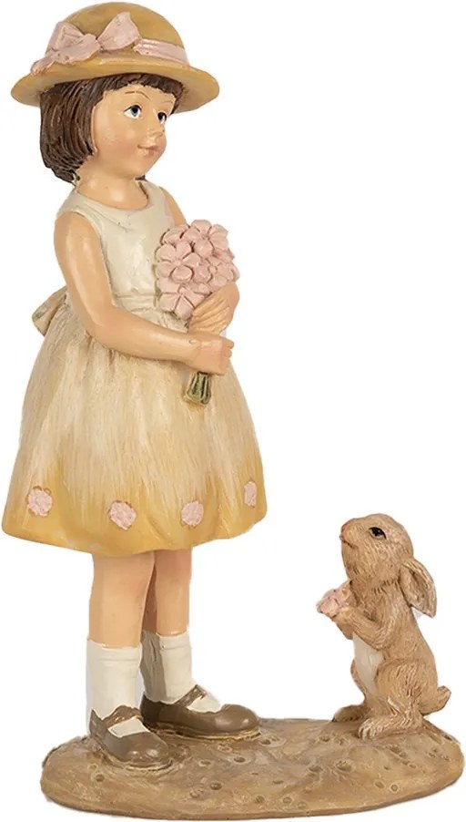 Dekorácia dievčatko s kvietkom a zajačikom - 9*6*15 cm