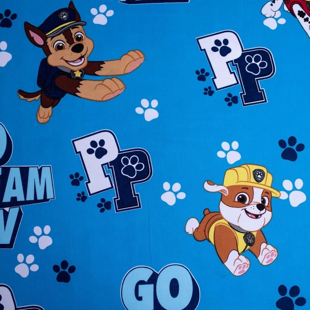 Modrá napínacia bavlnená detská plachta 90x200 cm Paw Patrol – Jerry Fabrics