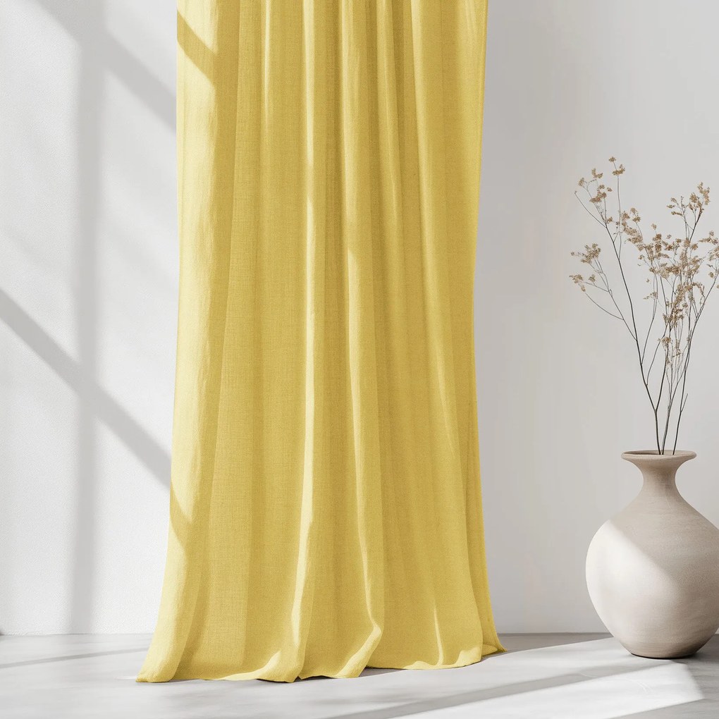 Goldea záves z ľanovej zmesi - žltý 140x145 cm