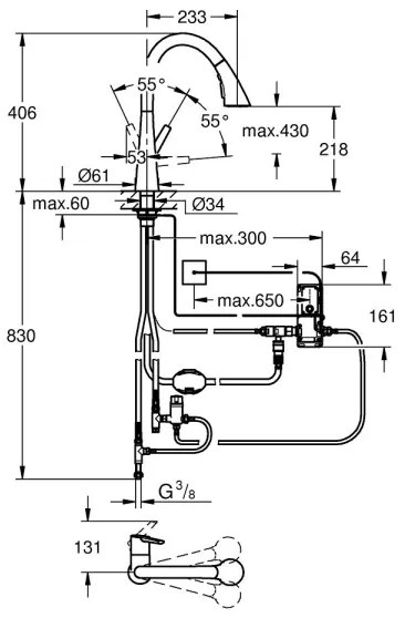 GROHE 30219002 - Elektronická drezová batéria ZEDRA TOUCH lesklý chróm