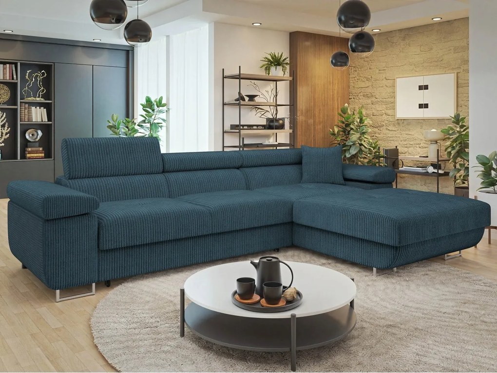 Rohová sedačka Terazuro Mini S (tmavomodrá) (s úl. priestorom) (p)