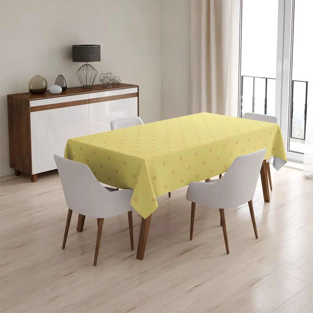 Sablio Obrus Červené krúžky na žltej - 90x90 cm