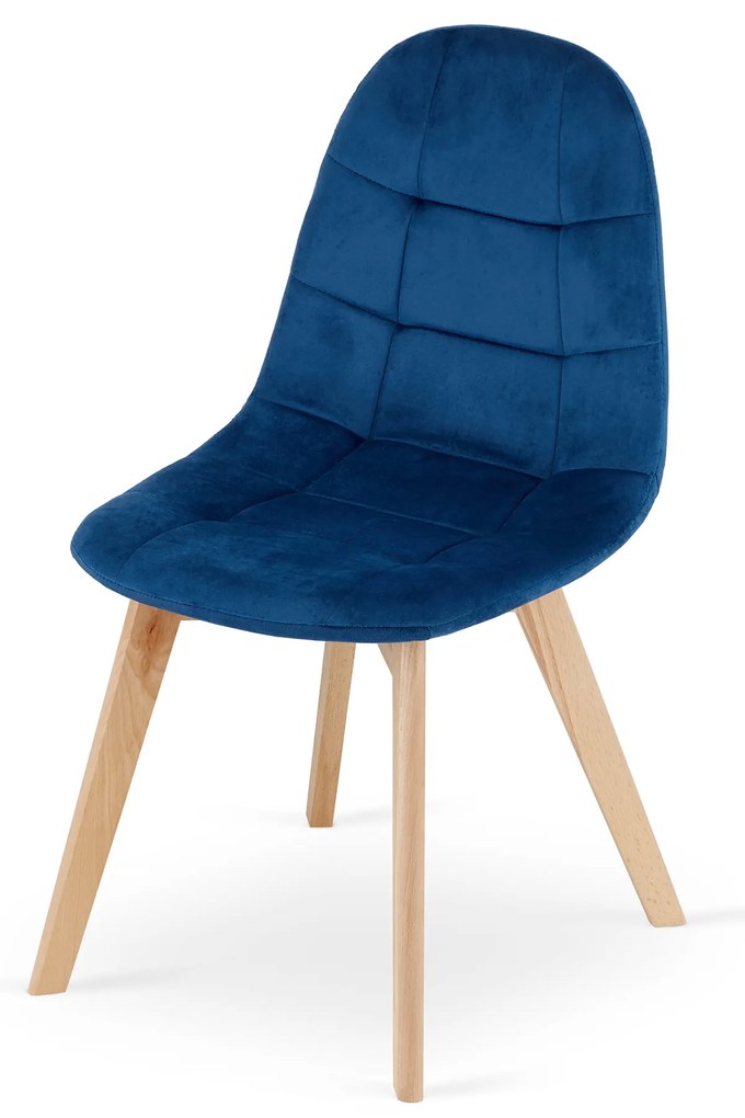Modrá zamatová jedálenská stolička BORA