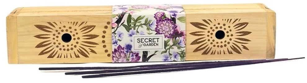 Arome  Secret garden drevená krabička s vonnými tyčinkami Purple Haze, 10 tyčiniek