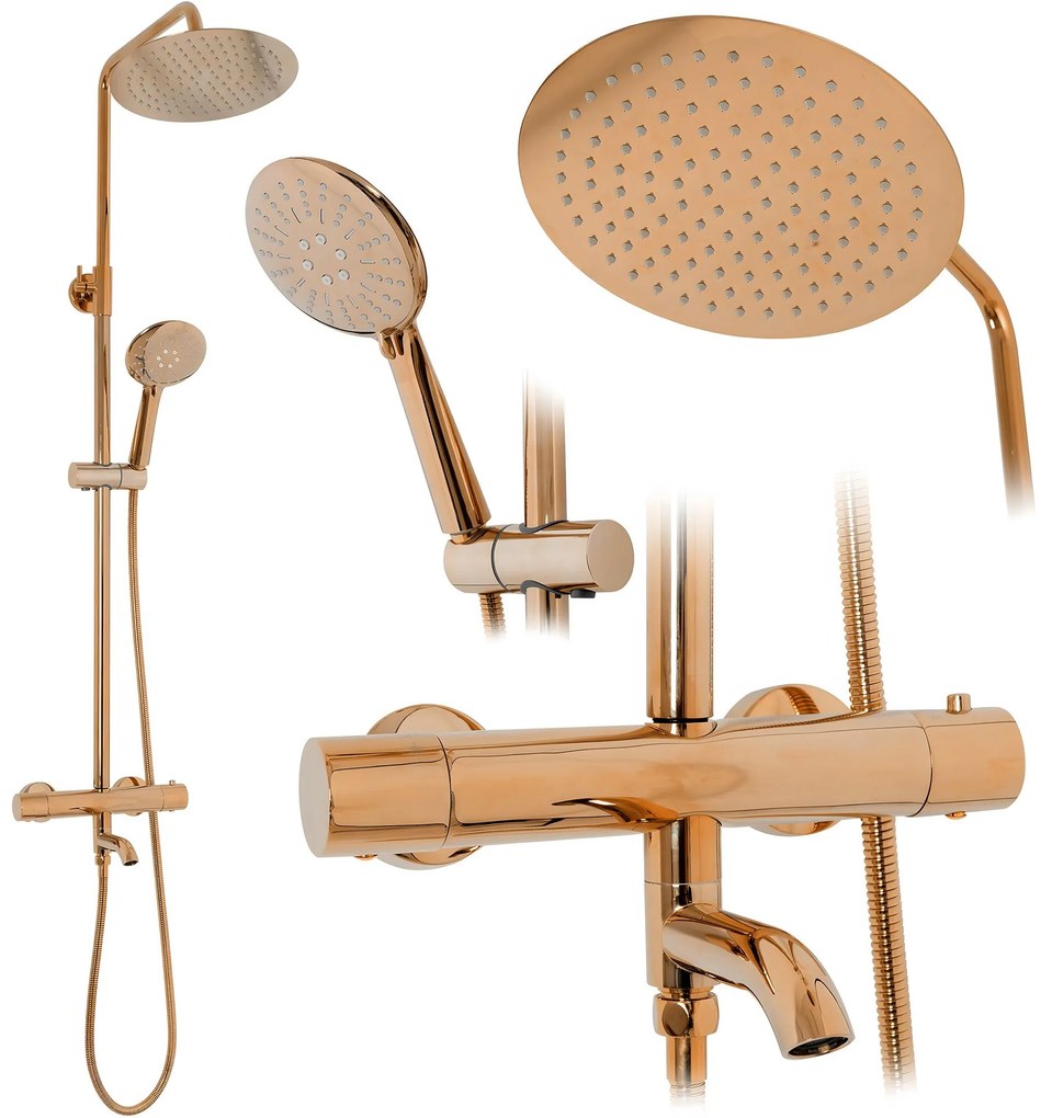 Rea Lungo, sprchová súprava s termostatickou batériou, ružové zlato, REA-P6606
