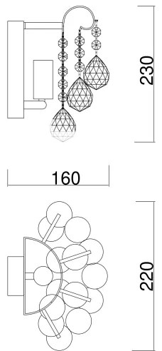 Brilagi - Nástenné svietidlo CRYSTAL 1xE14/60W/230V mosadz