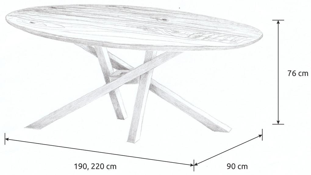 Wooded Jedálenský stôl Victoria ROUNDED z masívu DUB 220x90x76cm