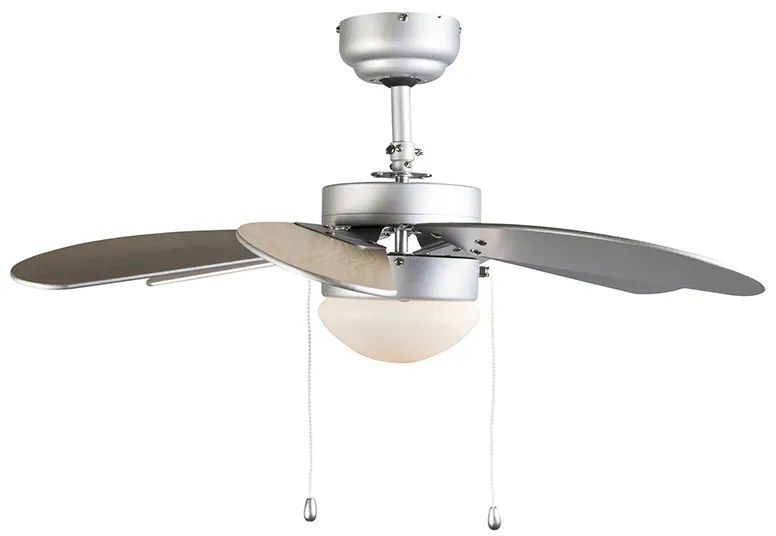 Stropný ventilátor oceľový s povrchovou úpravou imitujúcou drevo 80 cm s ťahovým spínačom - Fresh