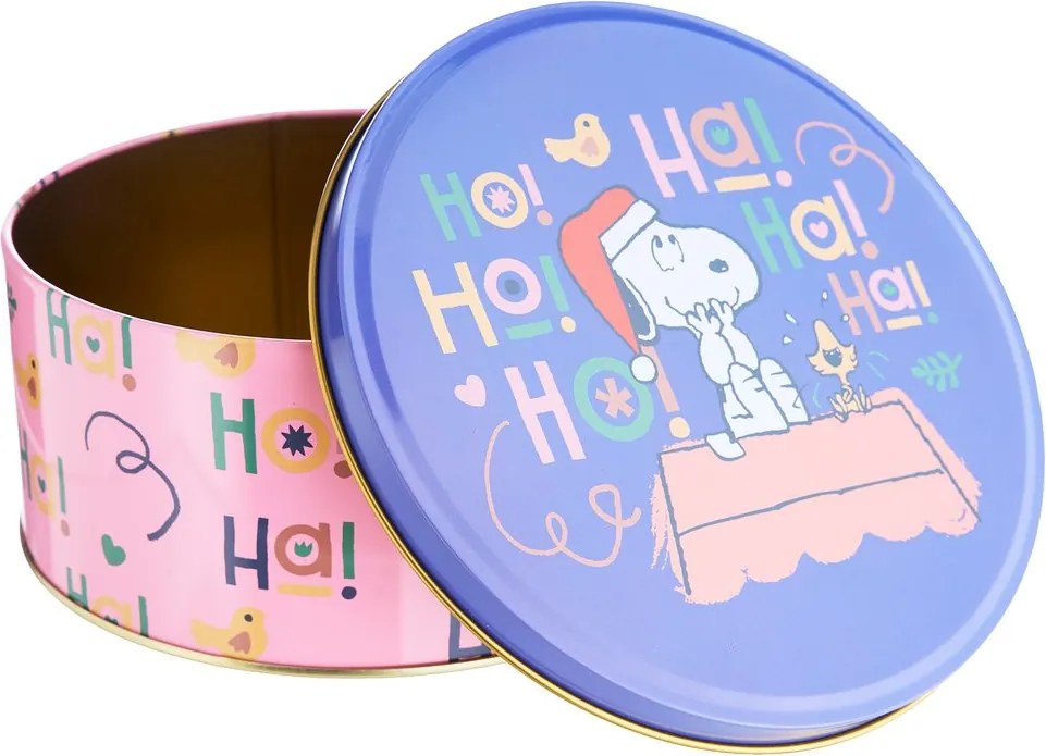 PEANUTS Dóza kulatá "HoHoHo" 16,7 cm - růžová/modrá