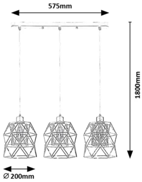 Rabalux 72113 - Luster na lanku EMRYS 3xE27/40W/230V