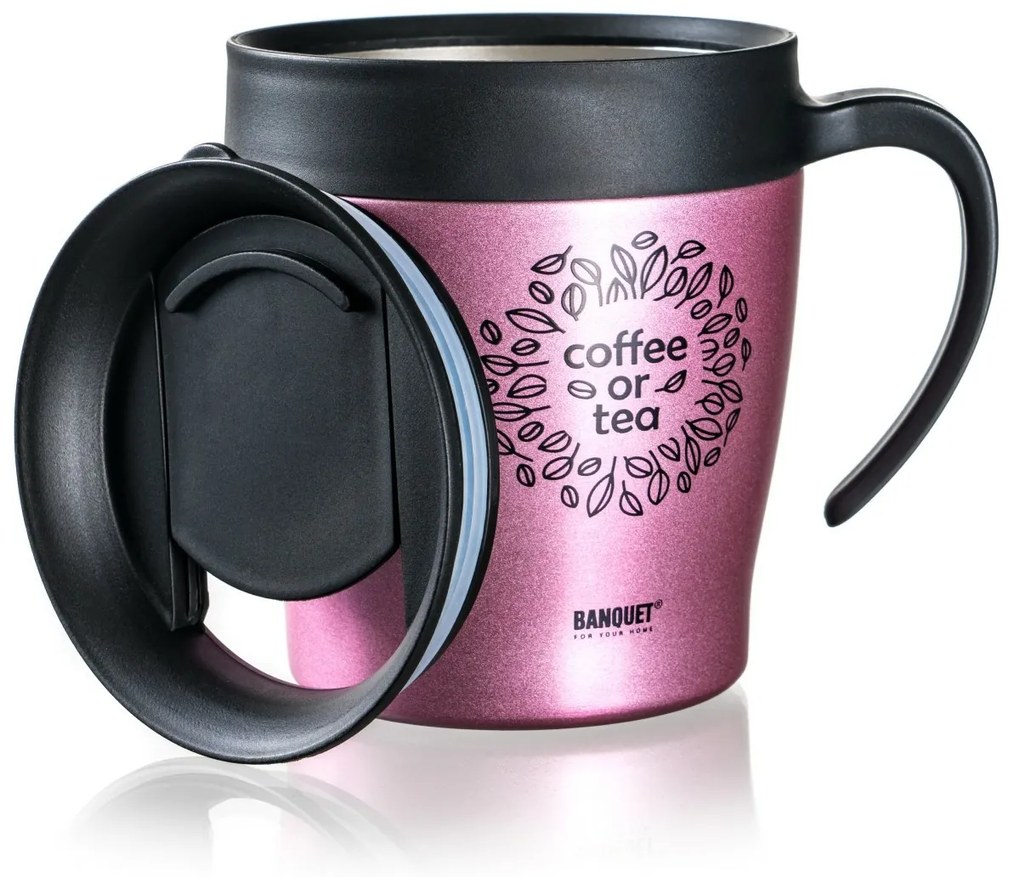 Banquet Termohrnček cestovný TAZZA 330 ml, ružová