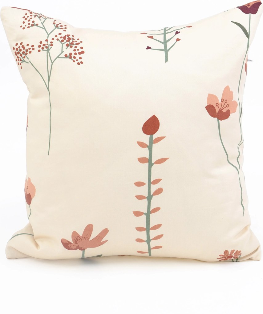 Saténová obliečka na vankúš 40 x 40 cm - Vlčie maky béžové