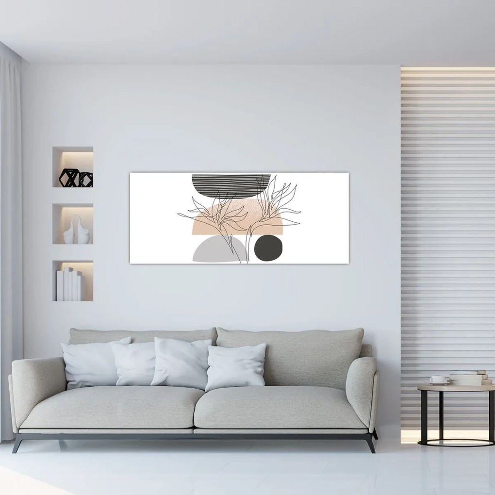 Obraz - Line art kvety N⁰2 (120x50 cm)