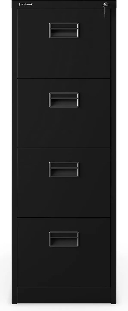 Kovová kartotéková skriňa so 4 zásuvkami, čierna, 460x1320x620 mm: SARA