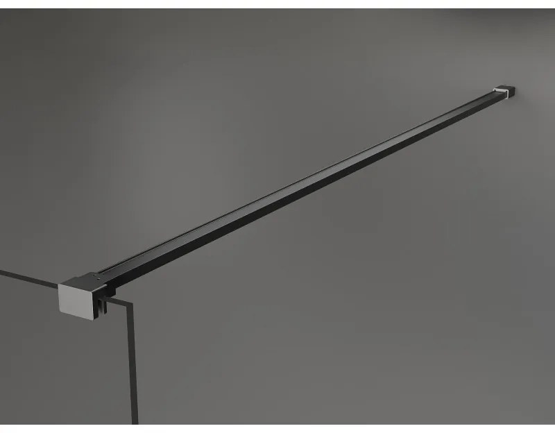 Mexen Kioto+, sprchová zástena Walk-In s poličkou a vešiakom 80 x 200 cm, 8mm číre sklo, grafitový profil, 800-080-121-95-00