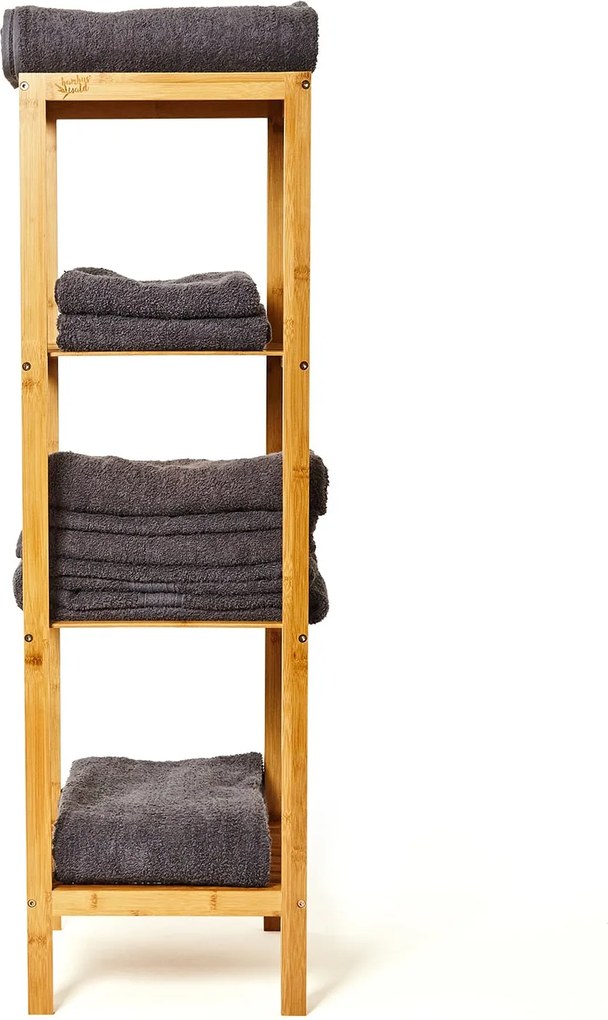 Blumfeldt Regál, viacúčelový regál, 4 úrovne, 34 × 110 × 33 cm (Š × V × H), kombinovateľný, bambus