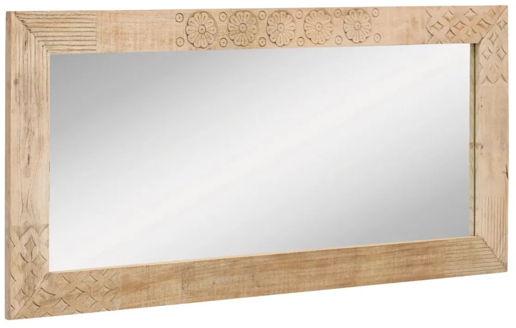 furniture-nabytek.cz - Masivní koupelnové zrcadlo Laos z mangového dřeva, lakované, přírodní – 147×70 cm