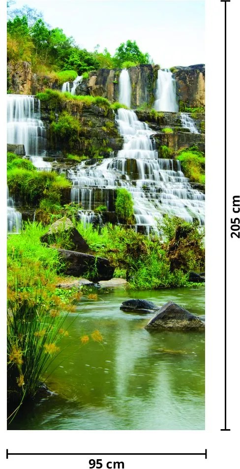 Fototapeta na dvere - Vodopády so zeleňou (95x205cm)