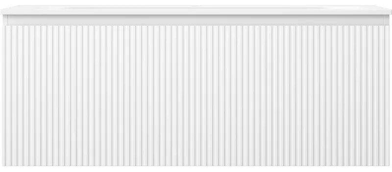 Mexen Rivel, kúpeľňová skrinka 120 cm s umývadlom Vela, 1 zásuvka, drážkovaná, biela matná, 91A20-12047-1-BF01-W23M01