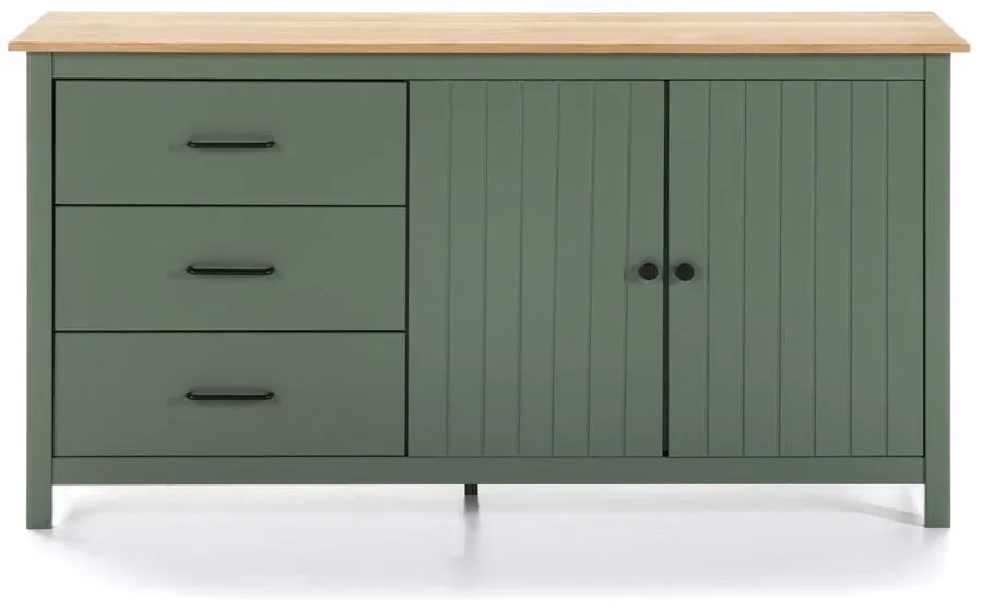 Zelená/v prírodnej farbe nízka komoda z borovicového dreva 150x80 cm Miranda – Marckeric