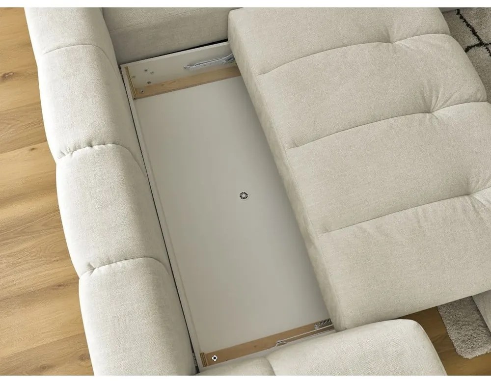 Béžová rozkladacia/s úložným priestorom rohová pohovka (pravý roh/do L) Fuji – Bobochic Paris