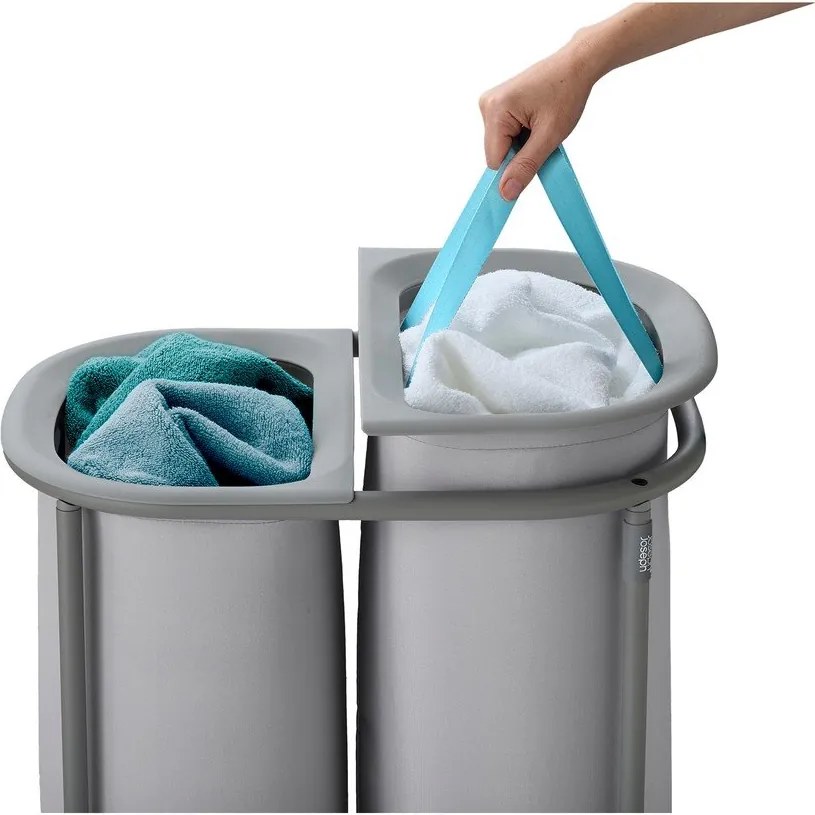 Svetlosivý látkový kôš na bielizeň 2x40 l Duo – Joseph Joseph