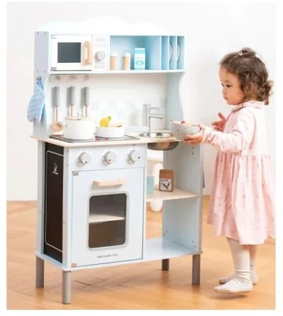 New Classic Toys - Drevená kuchynka s príslušenstvom svetlomodrá