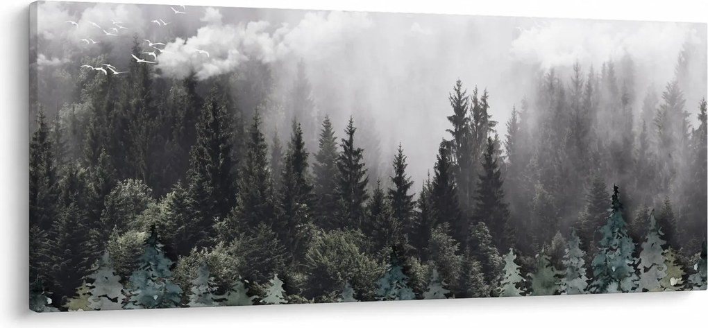 Obraz - Les s ilustrovanými prvkami (120x50 cm)