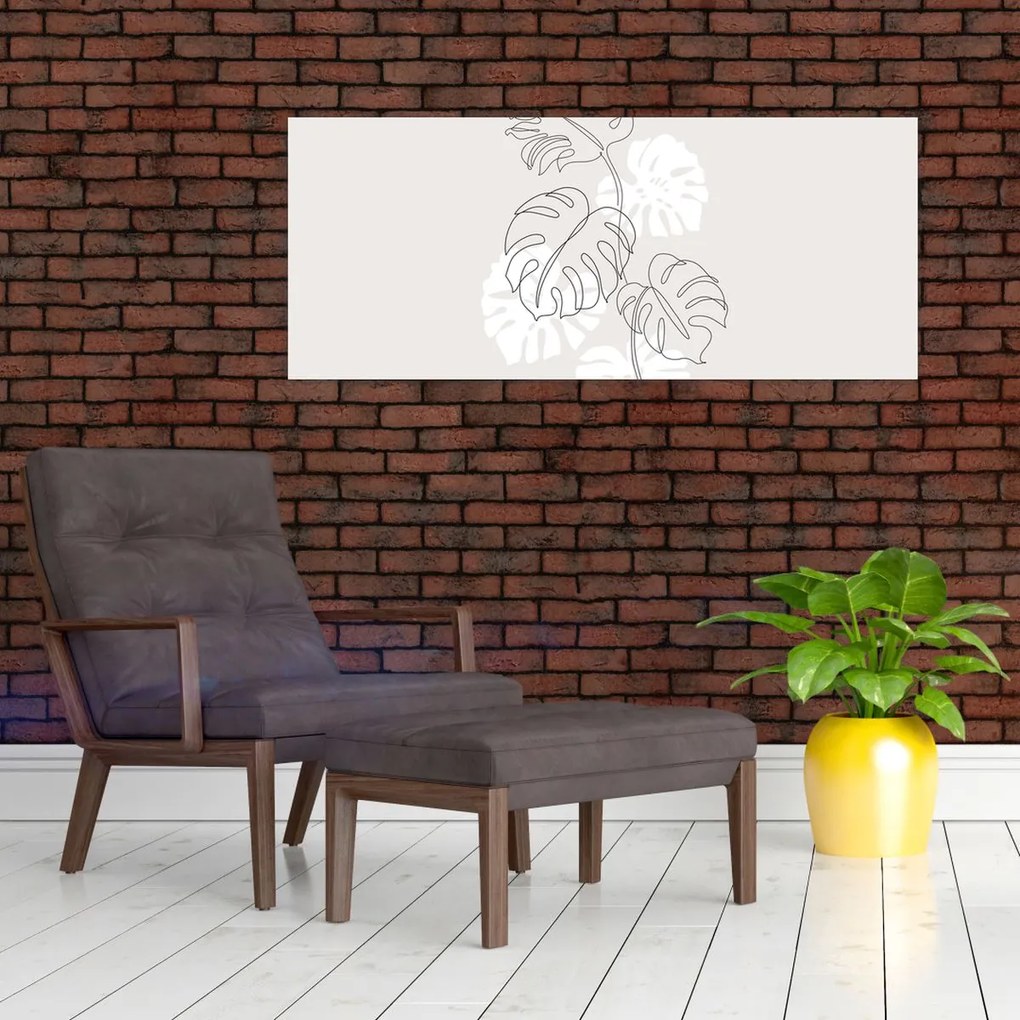 Obraz - Line art monstera N⁰3 (120x50 cm)