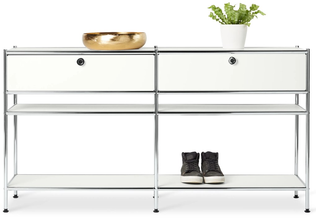 Kovový konzolový stolík »CN3« s 2 zásuvkami, biely