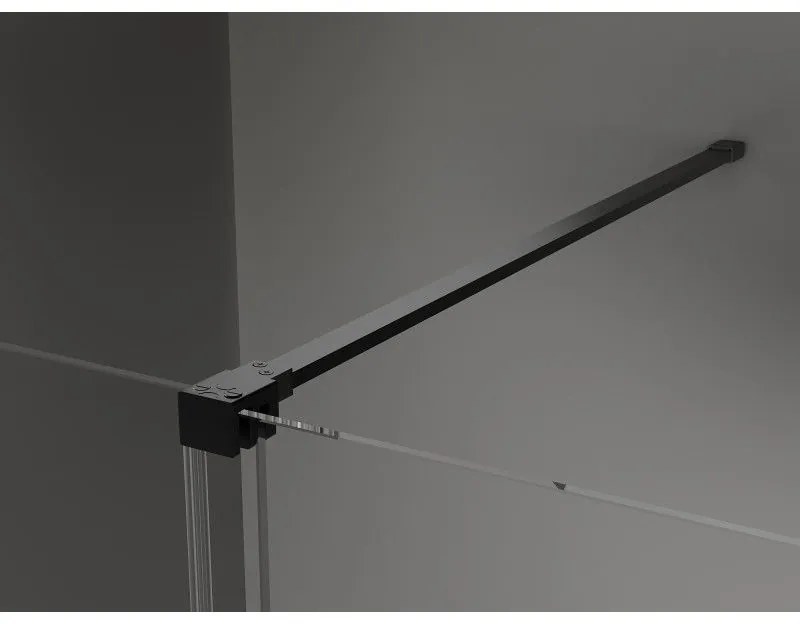 Mexen Velar, sprchový kút s posuvnými dverami 140(dvere) x 75(stena) cm, 8mm číre sklo, čierna matná, 871-140-075-01-70