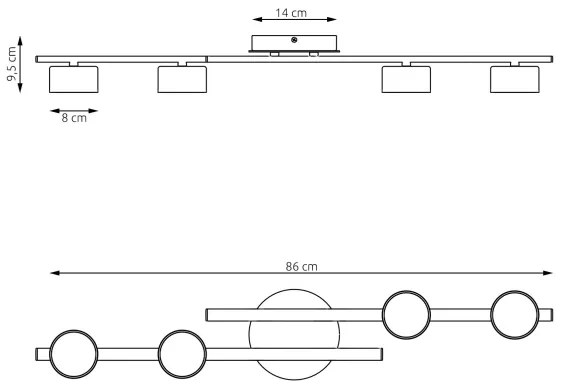 Stropné svietidlo FRAGMENT 4xGX53/12W/230V čierna