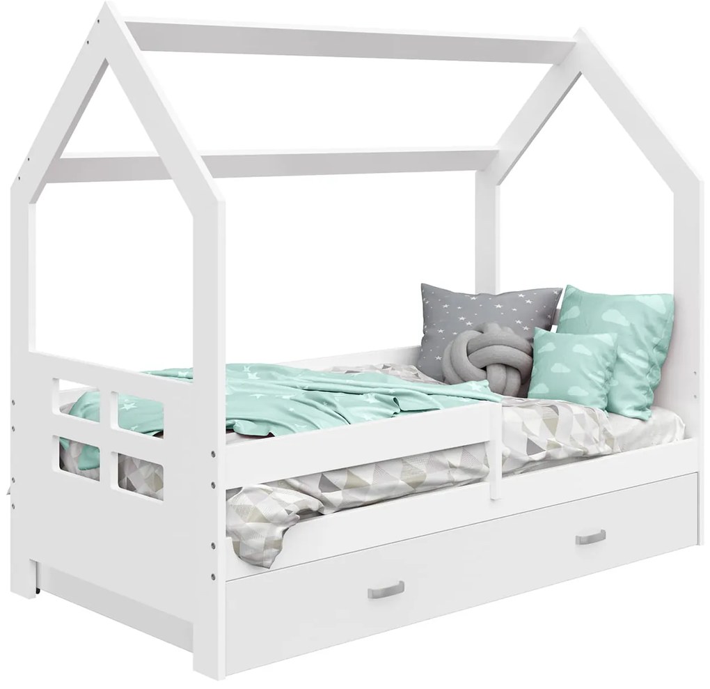 Detská posteľ Domček 160x80 D3D biela s roštem