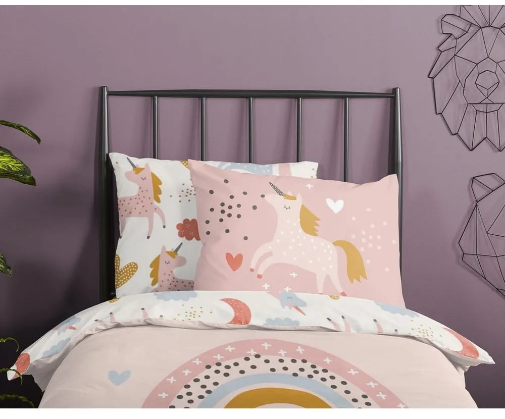 Detské bavlnené obliečky Good Morning Unicorn, 140 x 220 cm
