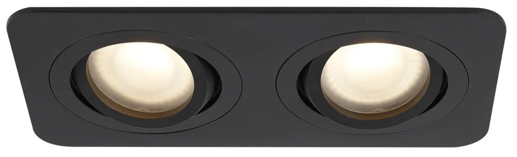 Sada 6 zaoblených zapustených bodových svetiel čierna GU10 50 mm otočné a naklápacie IP44 2-svetlé - Alberto