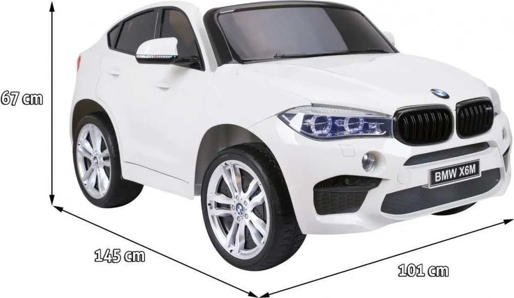 Ramiz BMW X6M XXL pre 2 deti Biele SUV + diaľkové ovládanie + ekokoža