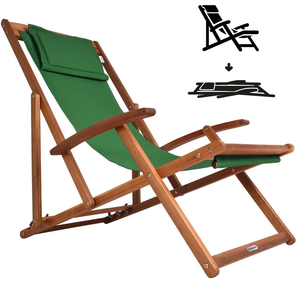 Záhradné lehátko SIENA, 65x87x102cm, zelená Casaria