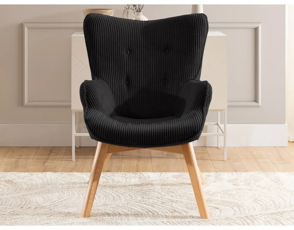 Čierne menčestrové kreslo Niko – Ropez