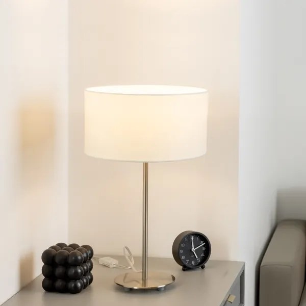 Eglo - LED Stolná lampa TUNJA 1xE27/60W/230V 38,5 cm matný chróm/biela