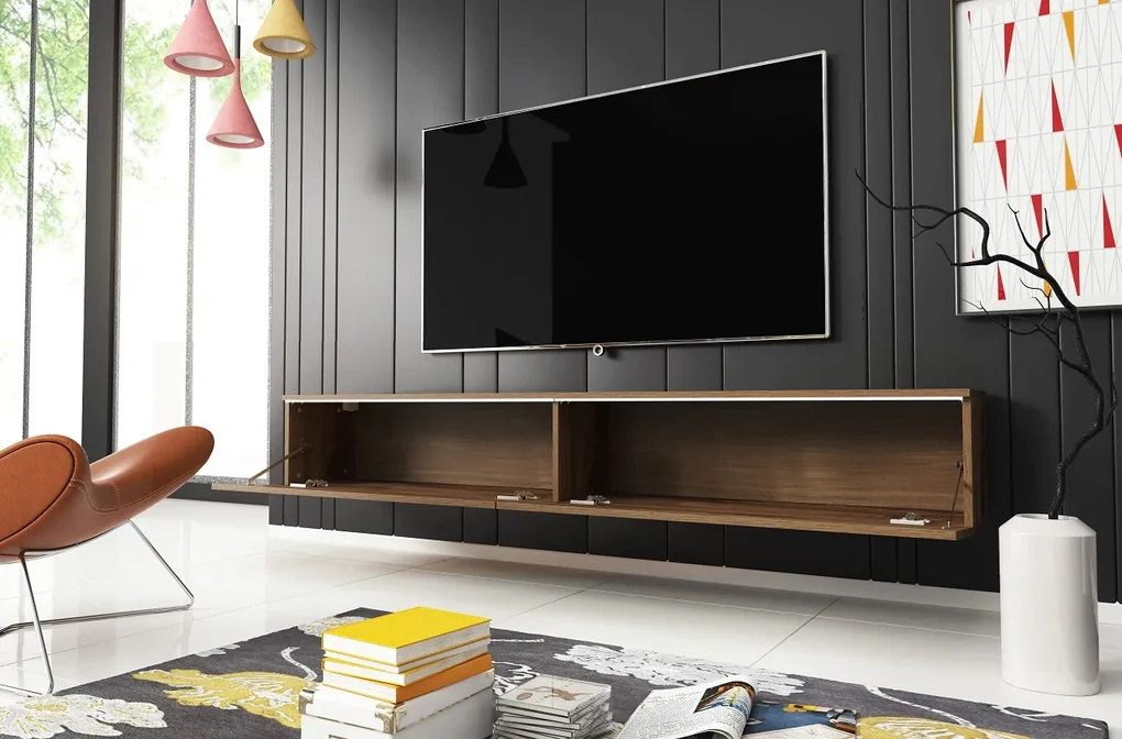 AKCIA - Závesný TV stolík Lowboard D 180 cm - dub wotan