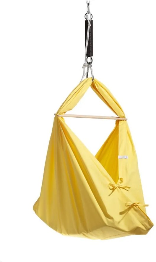 Malá žltá kolíska z bavlny so zavesením do stropu Hojdavak Baby (0 až 9 mesiacov)