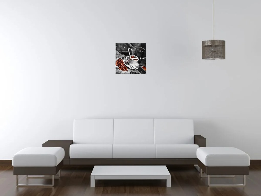 Gario Obraz s hodinami Káva arabica Rozmery: 40 x 40 cm