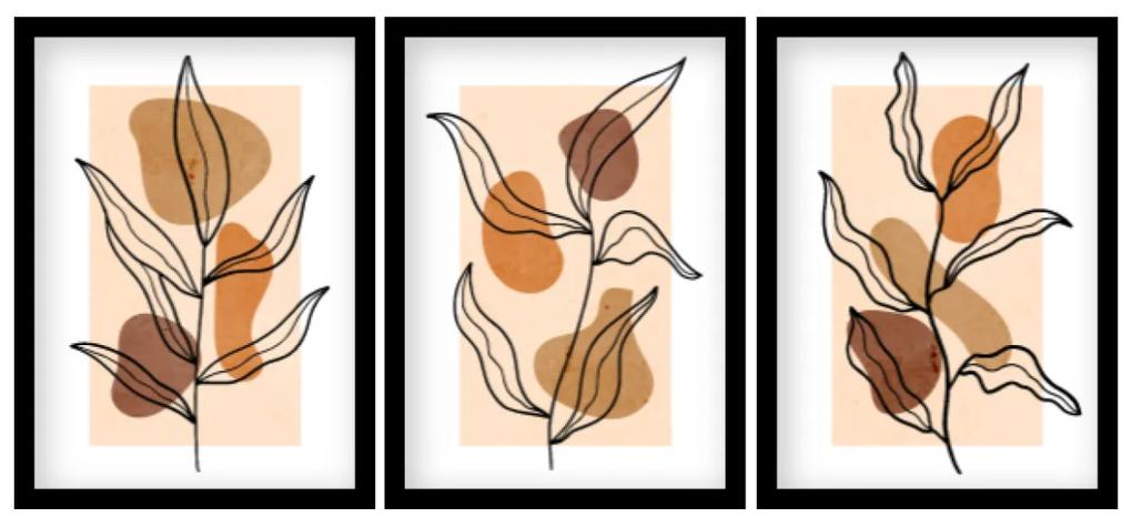 Gario Sada plagátov Wonderful lightness - 3 dielna Farba rámu: Zlatá, Veľkosť: 135 x 63 cm