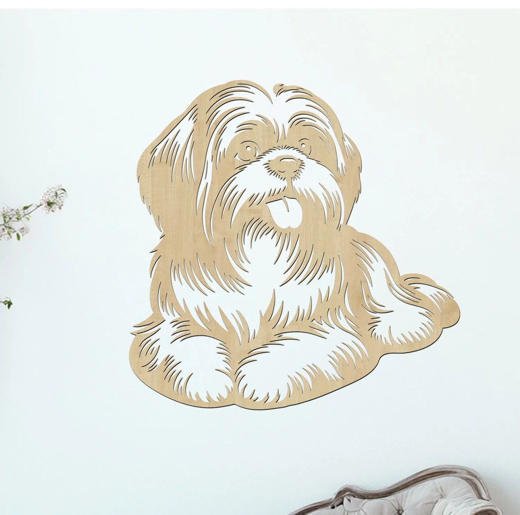 dřevo života Drevený obraz ležiaceho SHIH TZU Rozmery - cm: 40x40, Zvoľte farbu dekoru: Javor